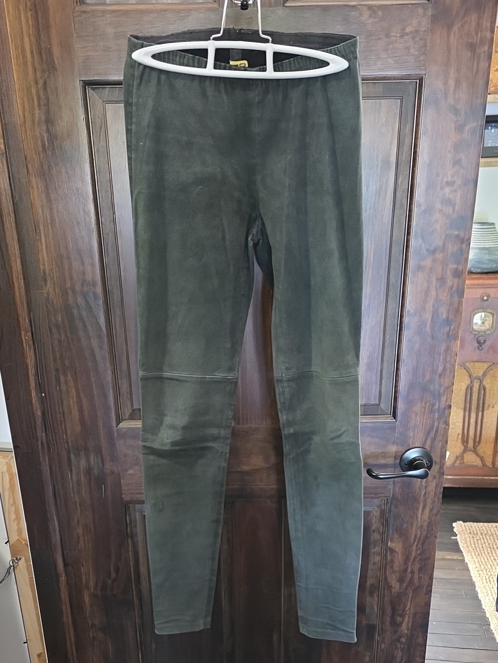 Women's Grey Suede Skinny Pants With Ankle Zippers